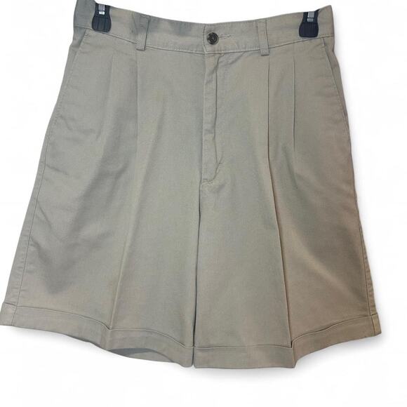 Vintage L.L. Bean Pleated Khaki Safari Shorts Women’s Size 8 - Picture 1 of 4
